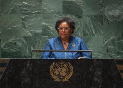 Mia Amor Mottley, Prime Minister, Minister for National Security and the Public Service, and Minister for Finance, Economic Affairs and Investment of Barbados, addresses the general debate of the General Assembly’s seventy-eighth session.