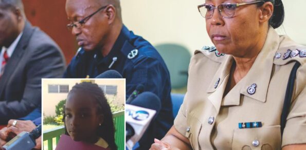 Police officials informed members of the press yesterday that a 32-year old man has been taken into custody regarding the murder of 12-year-old Adriel Moxey whose body was found on Wednesday evening through a track road off Faith Avenue south. Police Press Liaison Officer, Chief Superintendent Chrislyn Skippings along with other police officials are photographed updating members of the media.  (Bahama Journal photo by Justin Kemp)