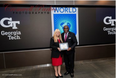 Bahamas Ambassador to the United States His Excellency Wendall K. Jones is photographed accepting the World Chamber of Commerce Business Global Hero Award.