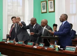 Members of the Official Opposition inside the House of Assembly.