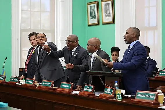 Members of the Official Opposition inside the House of Assembly.