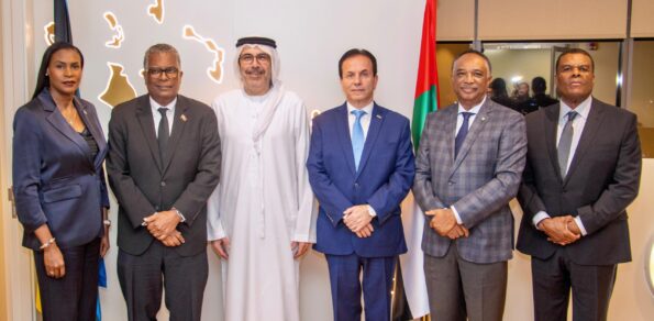 Photographed at the opening of The Bahamas embassy in Abu Dhabi, the United Arab Emirates (UAE) on Wednesday from left to right are: Hon. Pia Glover-Rolle, Minister of Labour and The Public Service; Hon. Fred Mitchell, Minister of Foreign Affairs; Omar Shebadeh, UAE Special Envoy to The Bahamas; HE Tony Joudi, Ambassador to UAE; Permanent Secretary Melvin Seymour; and Permanent Secretary Eugene Poitier.